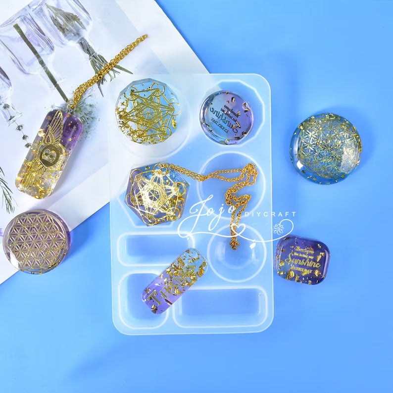 Orgonite Silicone Mold-DIY Crystal Stones Resin Jewelry Keychain Mold-Handmade Orgone Energy Necklace Pendant Mold-Epoxy Resin Mold