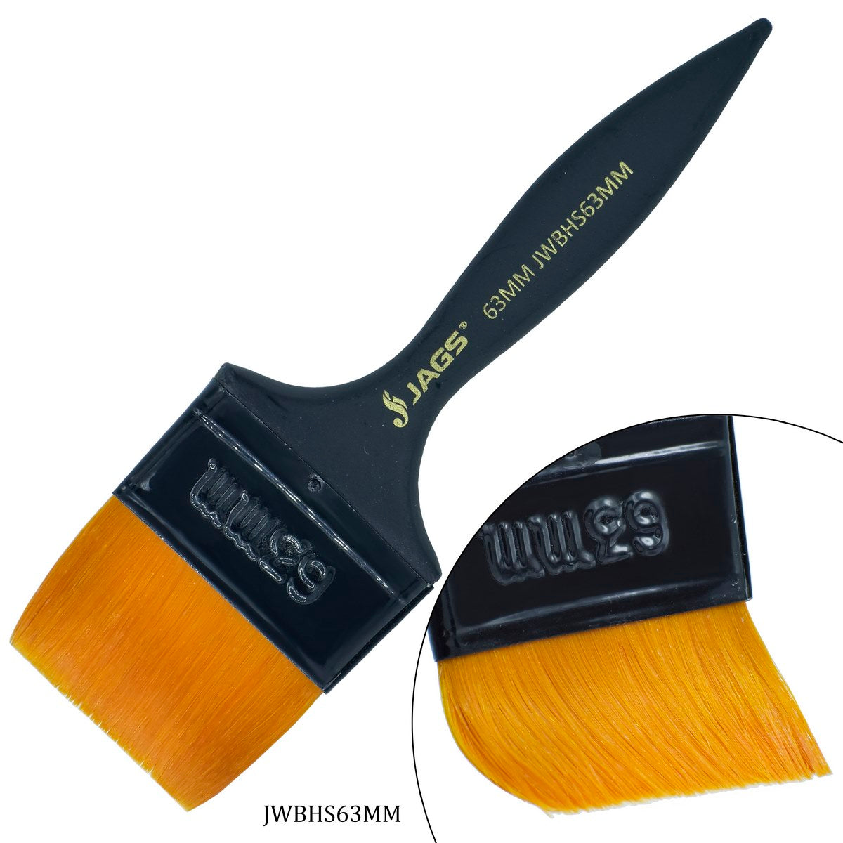 Jags Wash Brush Synthetic Hair Black Handle 63MM JWBHS63MM