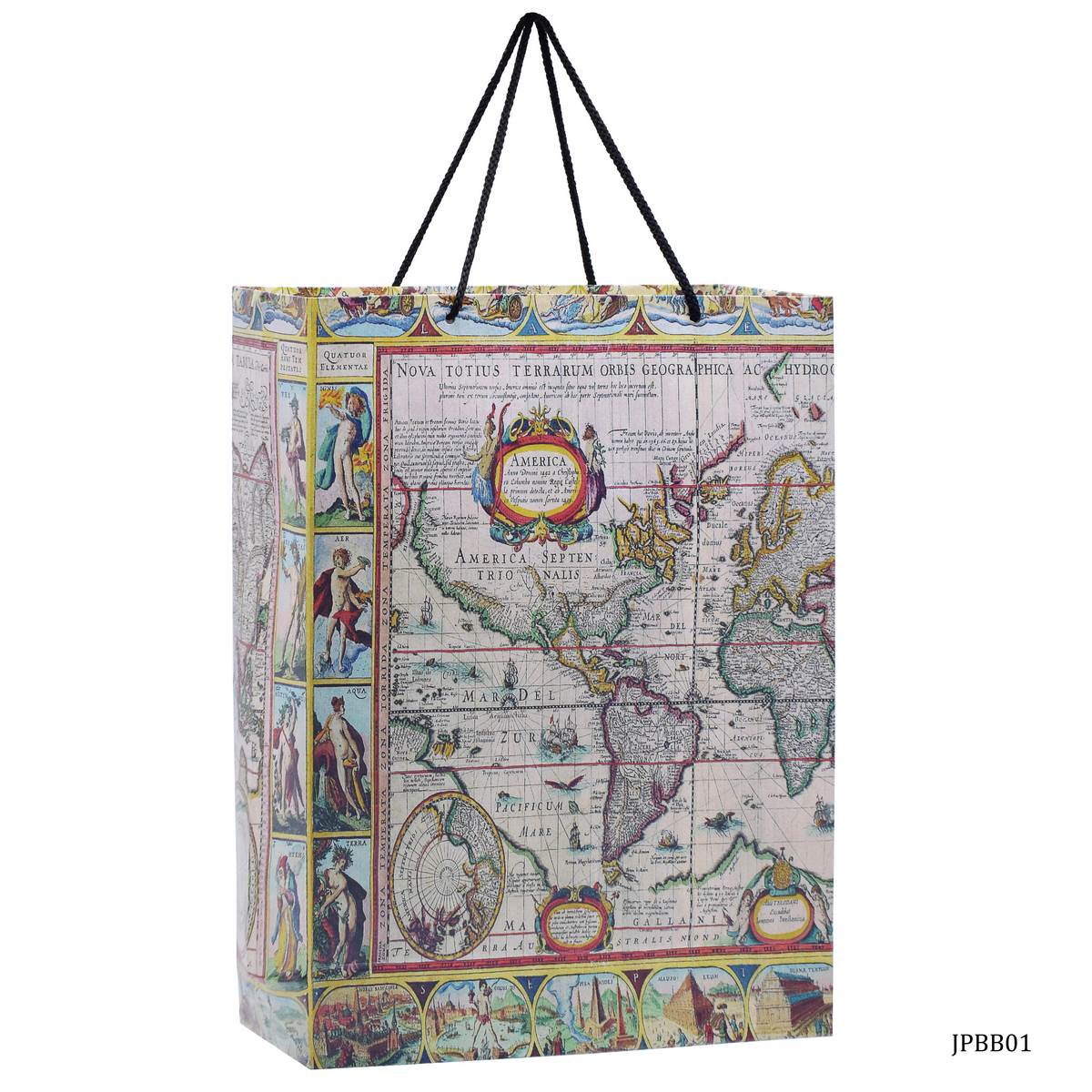 Jags Paper Bag Big Antique World Old Map B4 JPBB01