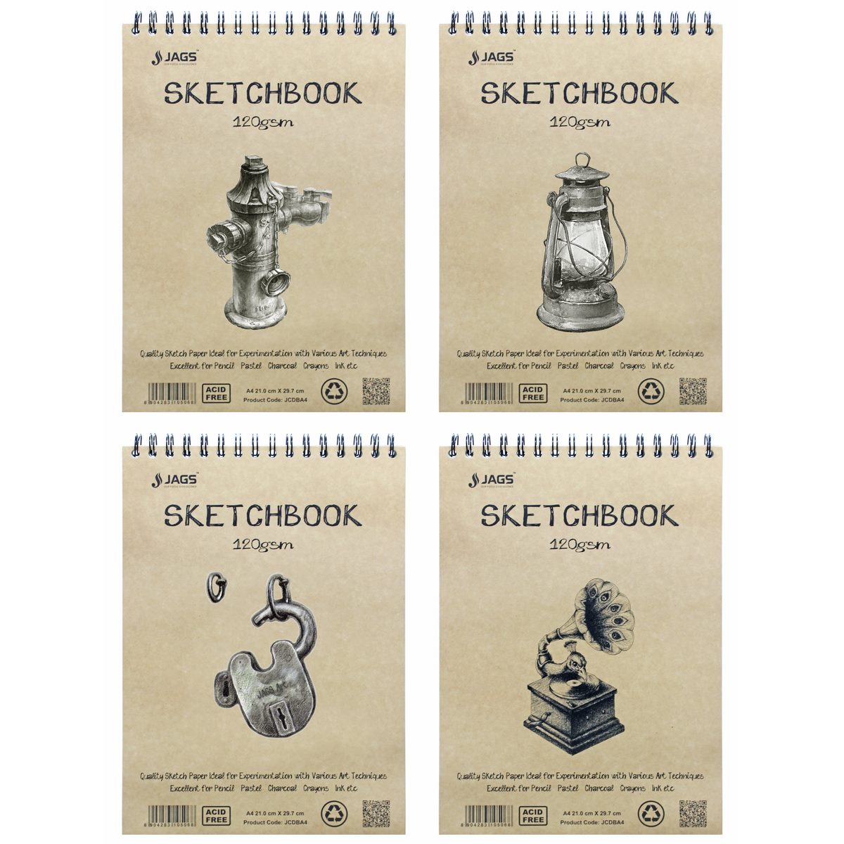 Jags Sketch Book Cartridge Paper T/W A4 100Pgs 120Gsm JCDBA4