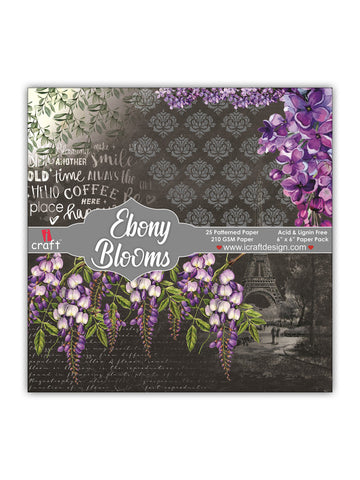 ICraft Paper Pattern 6"X 6"-Ebony Blooms