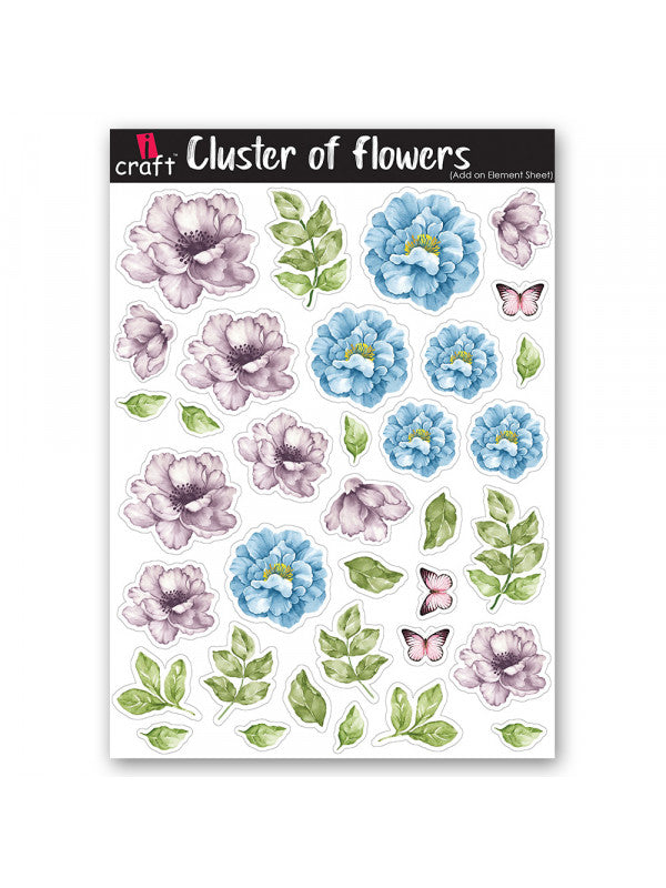 ICraft Pre Cut Element Sheet-Cluster Of Flowers