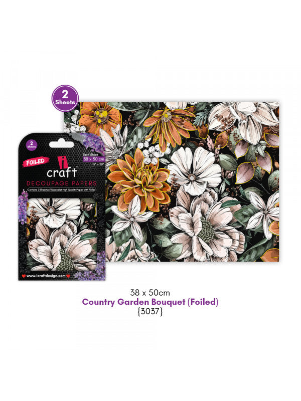 ICraft Foiled Decoupage Paper-15"X 20"-3037