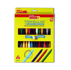 Camlin Kokuyo 4426318 Triangular Plastic Crayons with Sharpner and Eraser, 26 Shades (Multicolor)