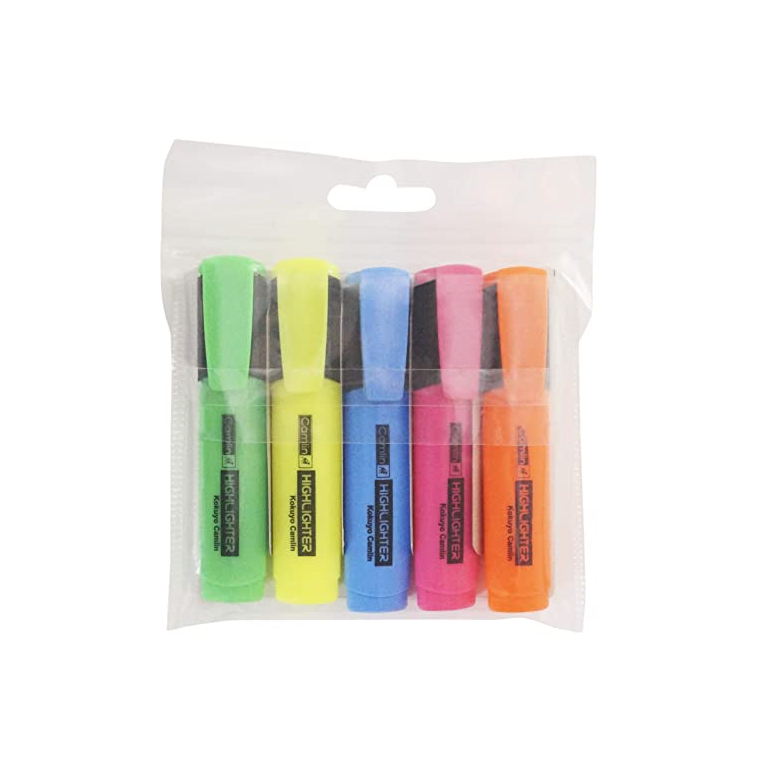 Camlin Kokuyo Office Highlighter - Pack of 5 Assorted Colors