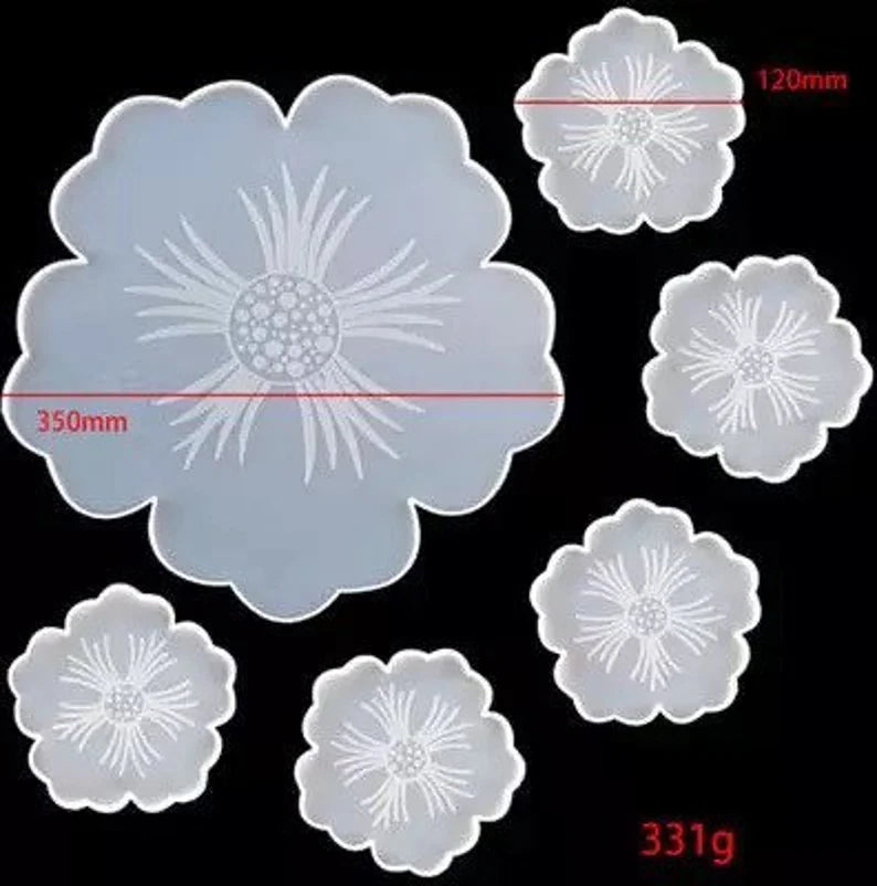 Extra Cute Large Flower Serving Tray or Round rolling tray Mold