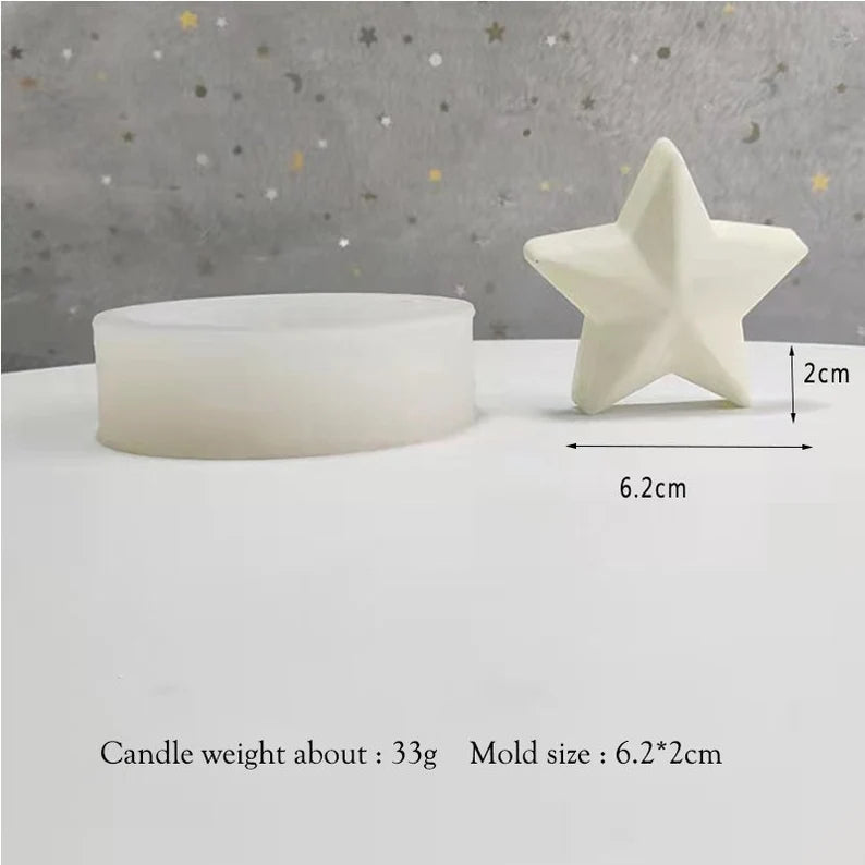 Five-pointed star mold, star candle mold, fondant mold, starry sky mold, handmade soap mold, diffusion paste DIY, food grade silicone mold