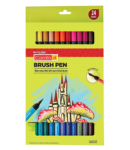 Camlin Kokuyo Brush Pens, 24 Shades (Multicolor)