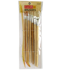 Camel Paint Brush Series 56 - White Bristle Flat, Set of 7