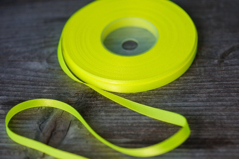 Neon Yellow 6mm Satin Ribbon