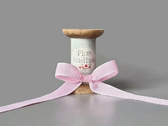 Soft Pink Grosgrain Ribbon with White Saddle Stitched Edges 18mtr