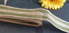 2 m per roll - 25 mm width jute green burlap ribbon