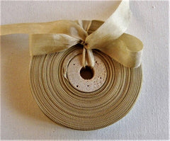Khaki Vintage 1930's-40's French Woven Ribbon 18mtr