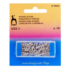 Pony Hooks And  Eyes 14 Count- Size 3