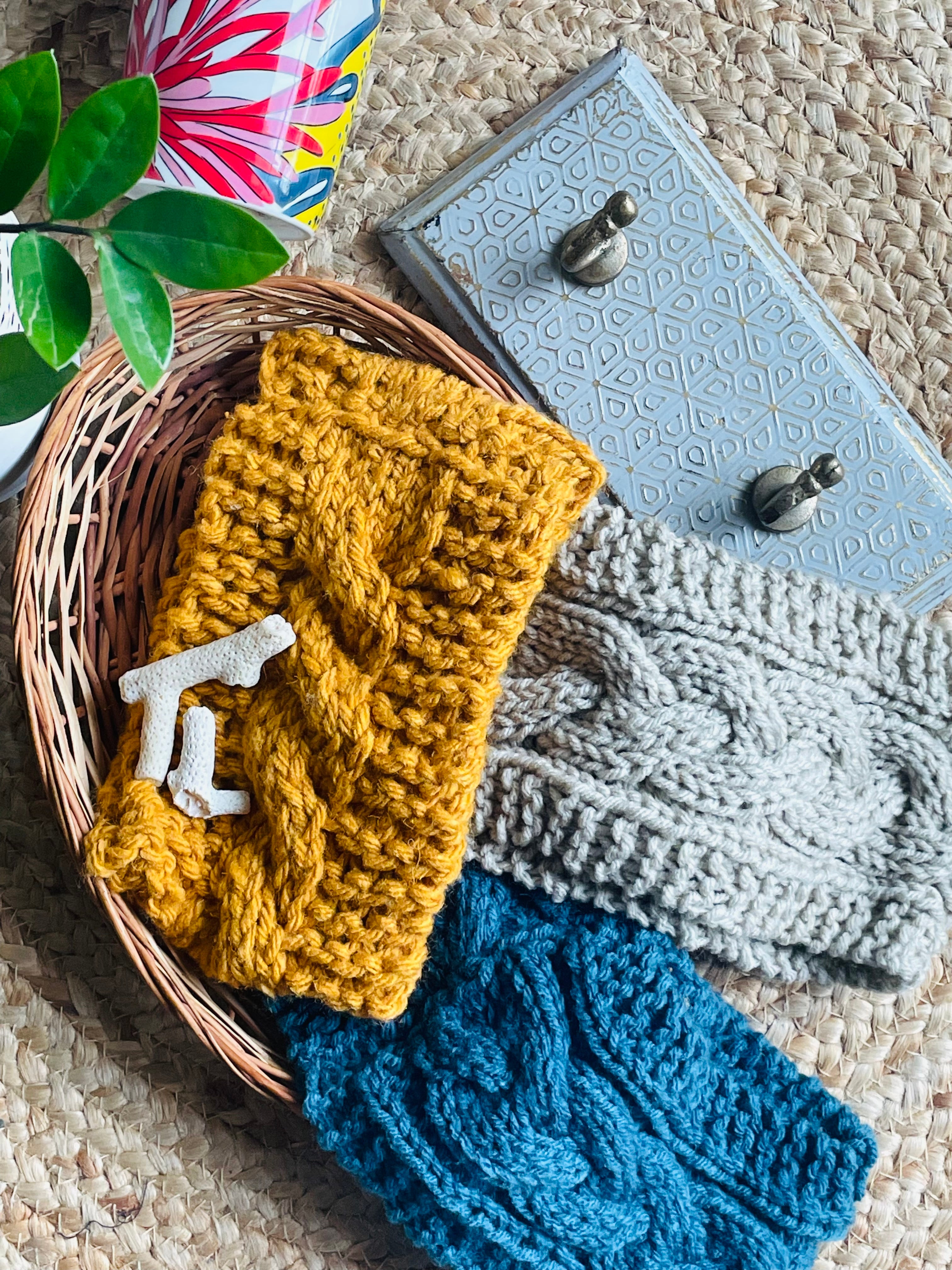 Decohomie Woolen head band / ear warmer for women in blue