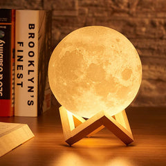 CraftDev 3D Moon Night Lamp with Wooden Stand 13cm