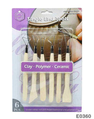 6PC CLAY TOOL WOOD HANDLE