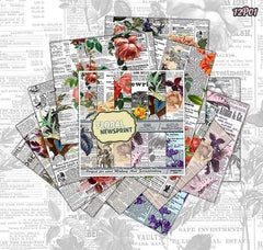 12X12 PAPER PACK FLORAL NEWS PRINT