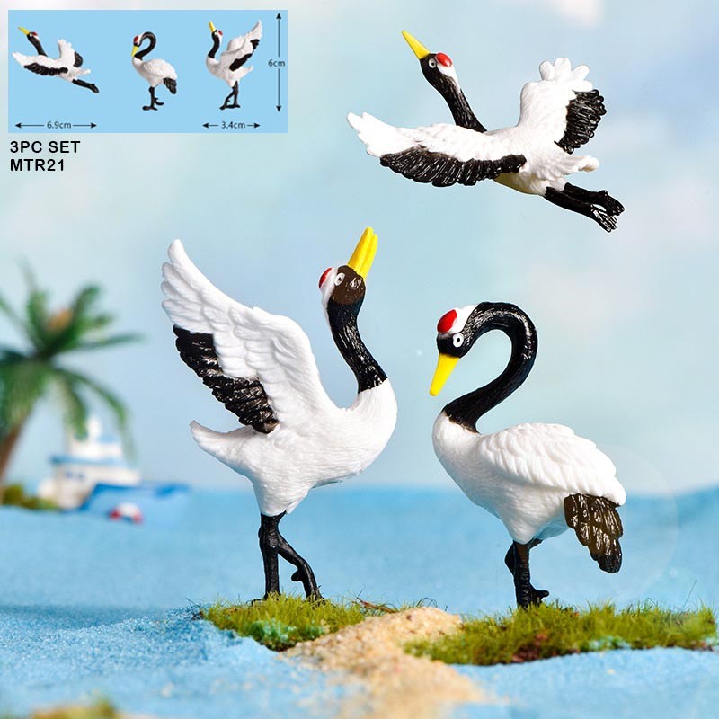 MINIATURE MODEL CROWNED CRANE(3PC)