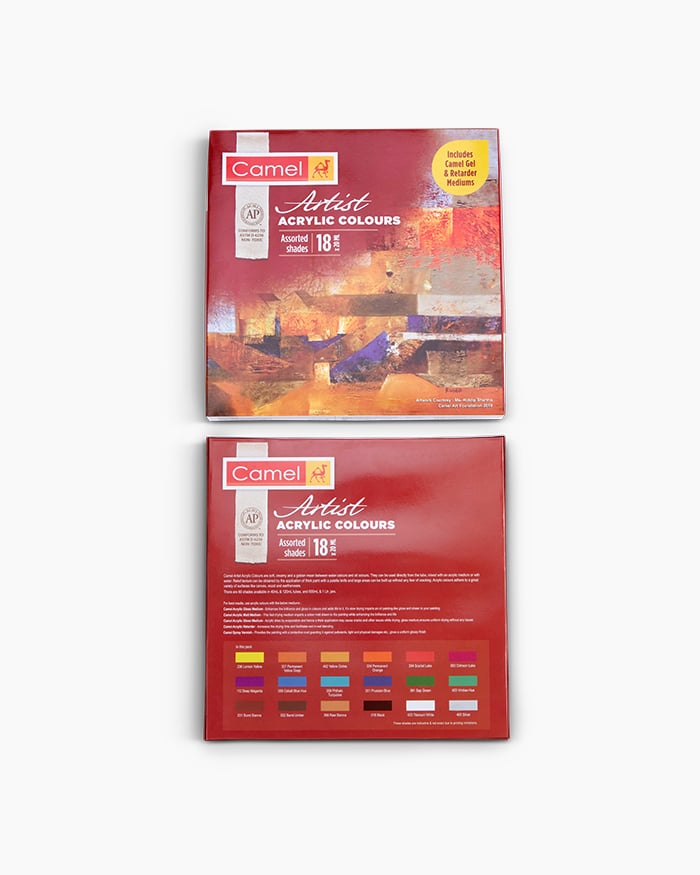 Camel  Artist  Acrylic  Colours Assorted (pack of 18 shades in 20ml )