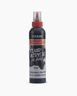 Camel Fluid Acrylic Colours Black in 50ml