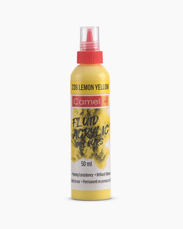 Camel Fluid Acrylic Colours Lemon Yellow in 50ml