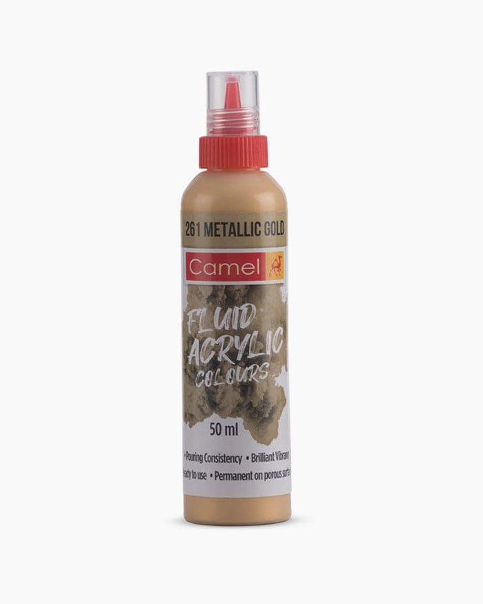 Camel Fluid Acrylic Colours  Metallic Gold in 50ml