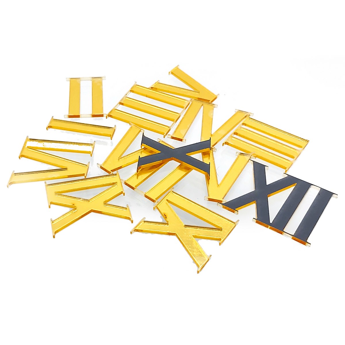 Acrylic Roman Number For Clock Gold 12PcSet