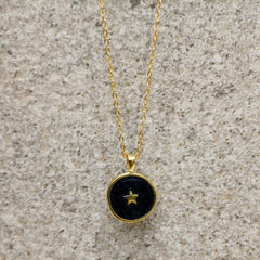 Star Enamelled Round Pendant Charm