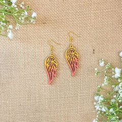 Wooden Earrings  Angel Wings - Hand Painted