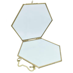 Photo Frame Brass Glass Hexagoan 6Inch