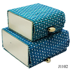 Bamboo Jewellery Box 2pc Set Square
