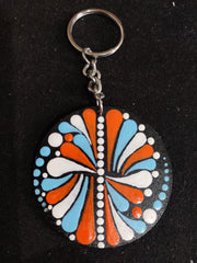 Dot Mandala Keychains painted on both sides.