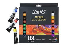 BRUSTRO Artists Oil Colour Set of 18 Colours X 12ML Tubes