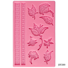 Silicone Mould Flower & Border JSF280