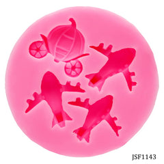 Silicone Mould 4 Design Airplane & Cart JSF1143