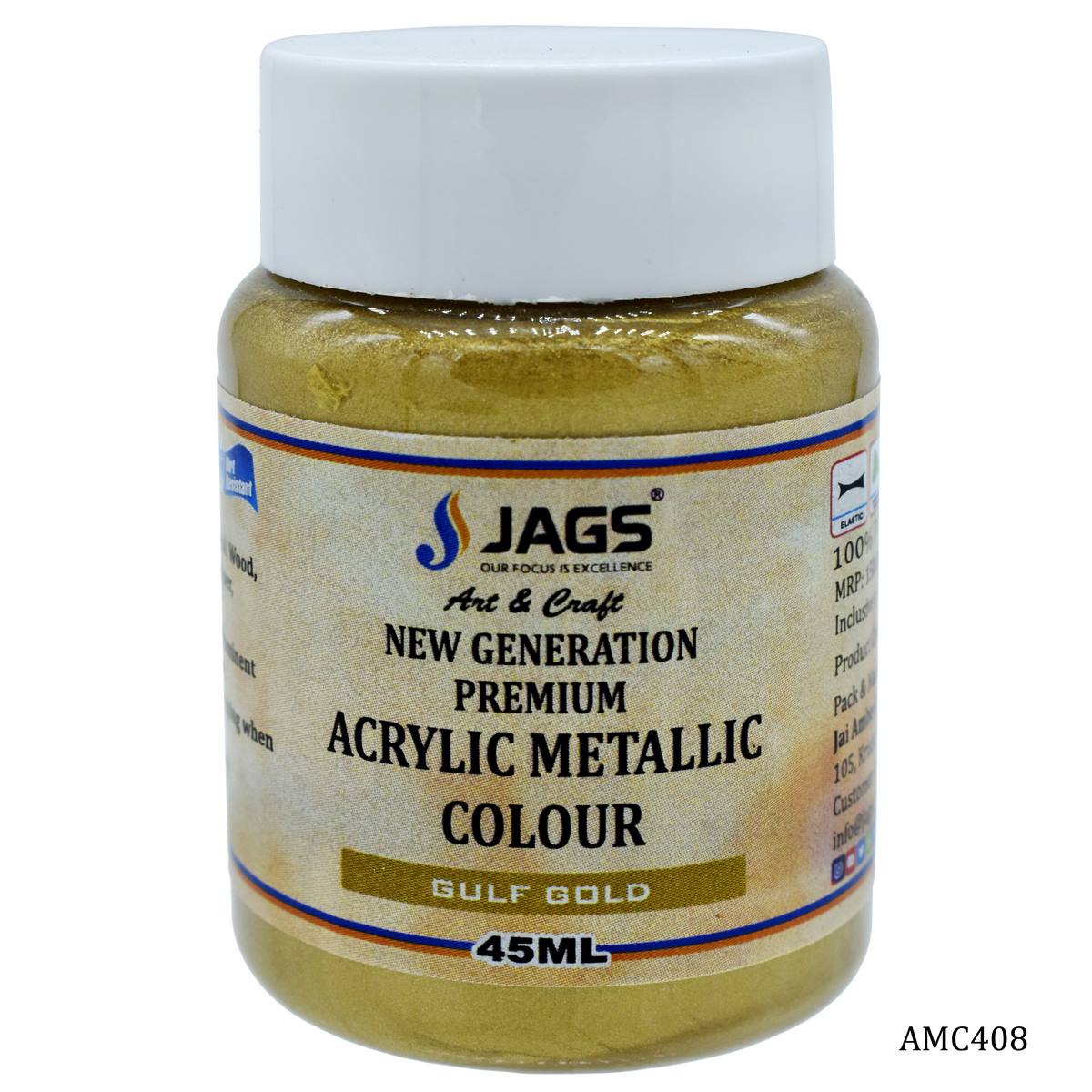 Jags Acrylic Metallic Col 45ML Gulf Gold Code 111 AMC408