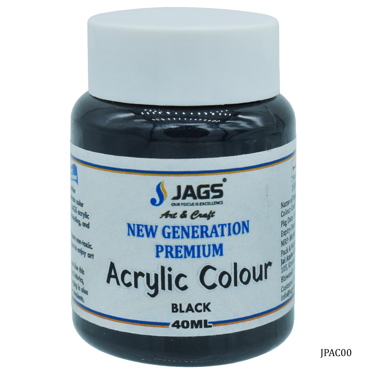 Jags Premium Acrylic Colour 45ML Black JPAC00