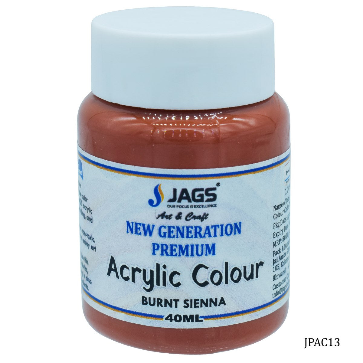 Jags Premium Acrylic Colour 45ML Burnt Sienna JPAC13