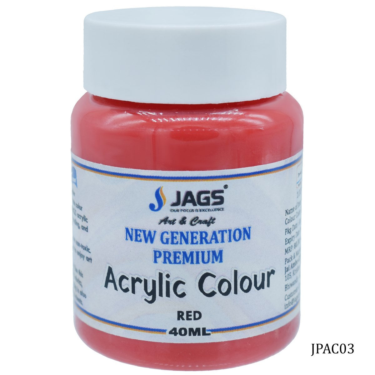 Jags Premium Acrylic Colour 45ML Red JPAC03