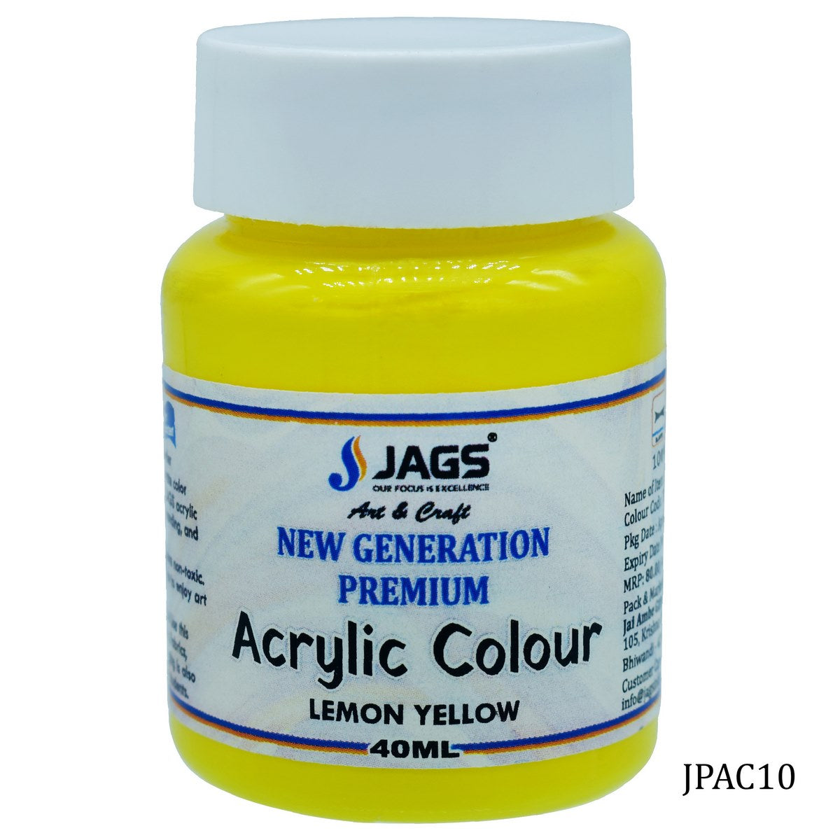 Jags Premium Acrylic Colour Paint Lemon Yellow JPAC10
