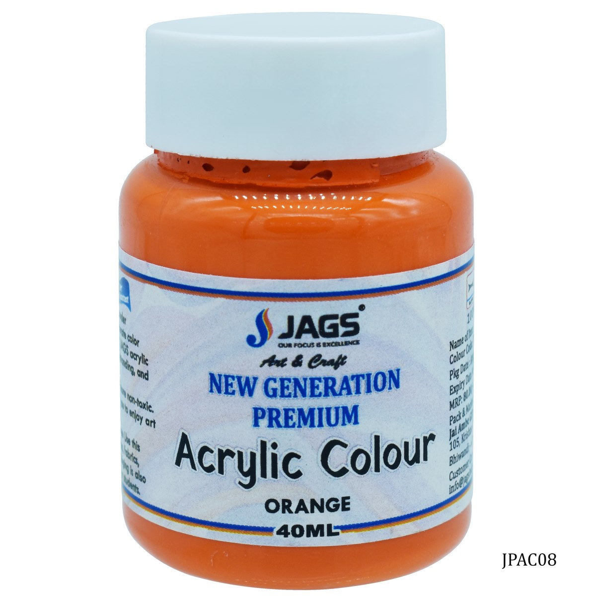 Jags Premium Acrylic Colour Paint Orange JPAC08