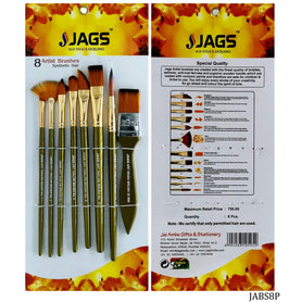 Jags Artist Brushes Synthetic Hair 8pcs Set JABS8P