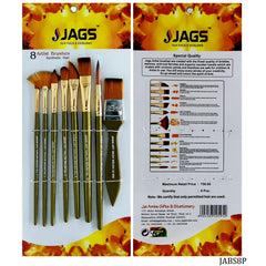 Jags Artist Brushes Synthetic Hair 8pcs Set JABS8P