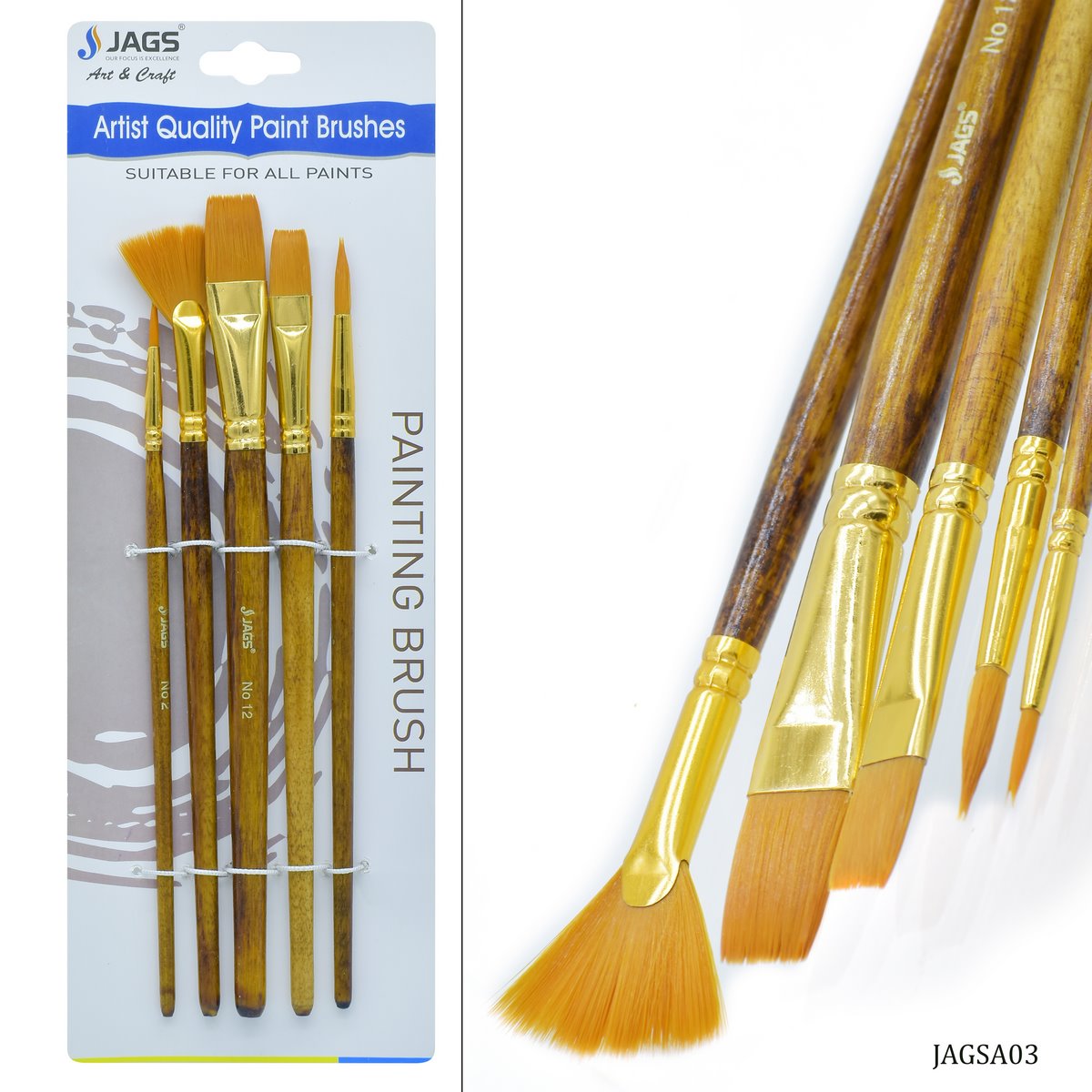 Jags Painting Brush Set Of 5Pcs JAGSA03