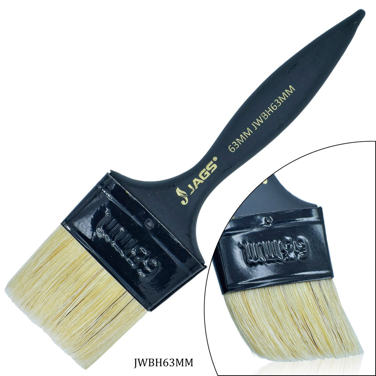 Jags Wash Brush Hog Bristle Black Handle 63MM JWBH63MM