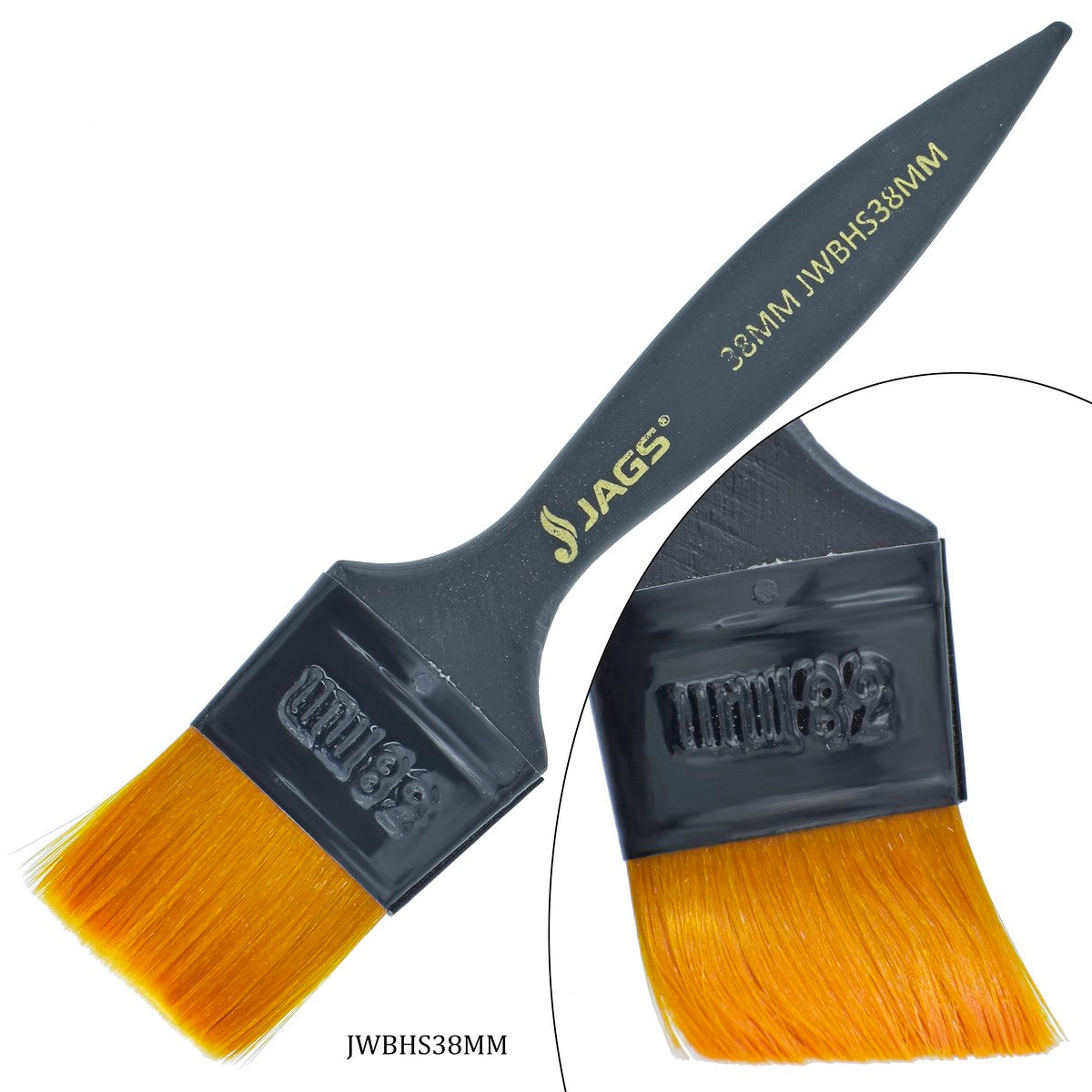 Jags Wash Brush Synthetic Hair Black Handle 38MM JWBHS38MM