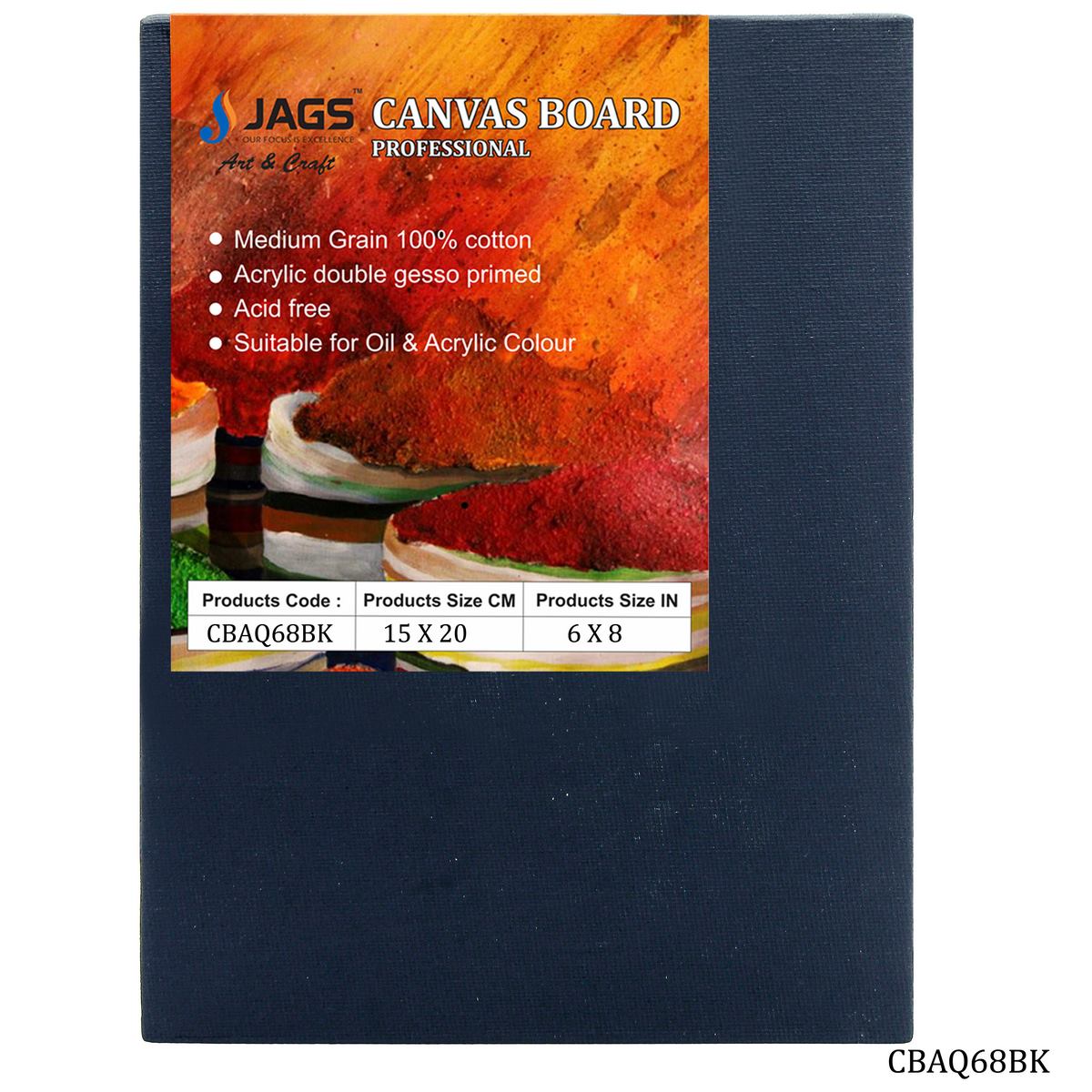 Canvas Board Artist Quality Black 6x8inch CBAQ68BK