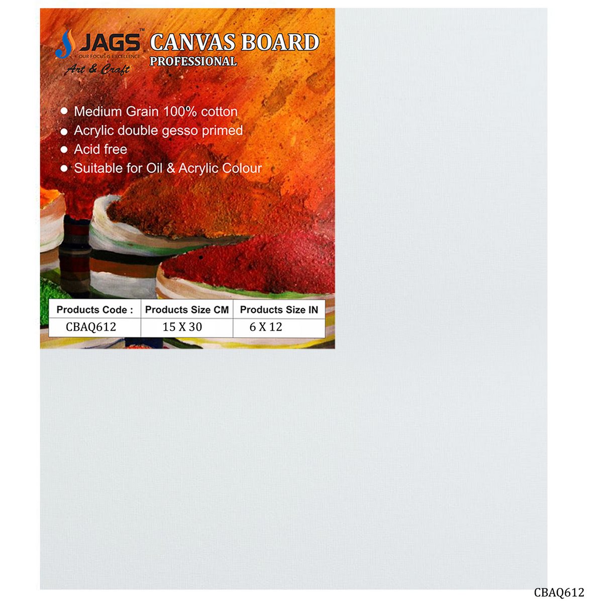 Canvas Board Artist Quality White 6X12 CBAQ612