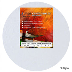 Canvas Board Round Artist Quality White 6Inch CBAQR6